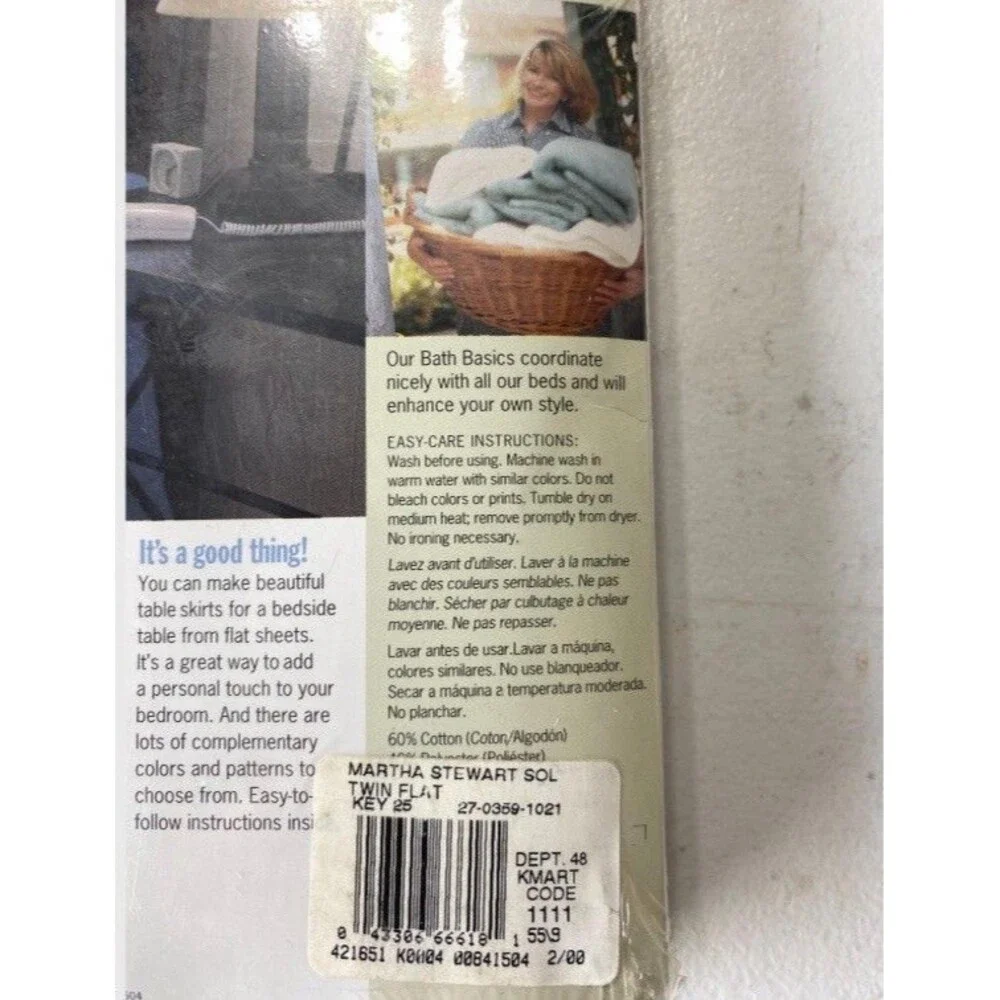Vintage Martha Stewart Everyday Twin Flat Sheet White 200 TC New USA